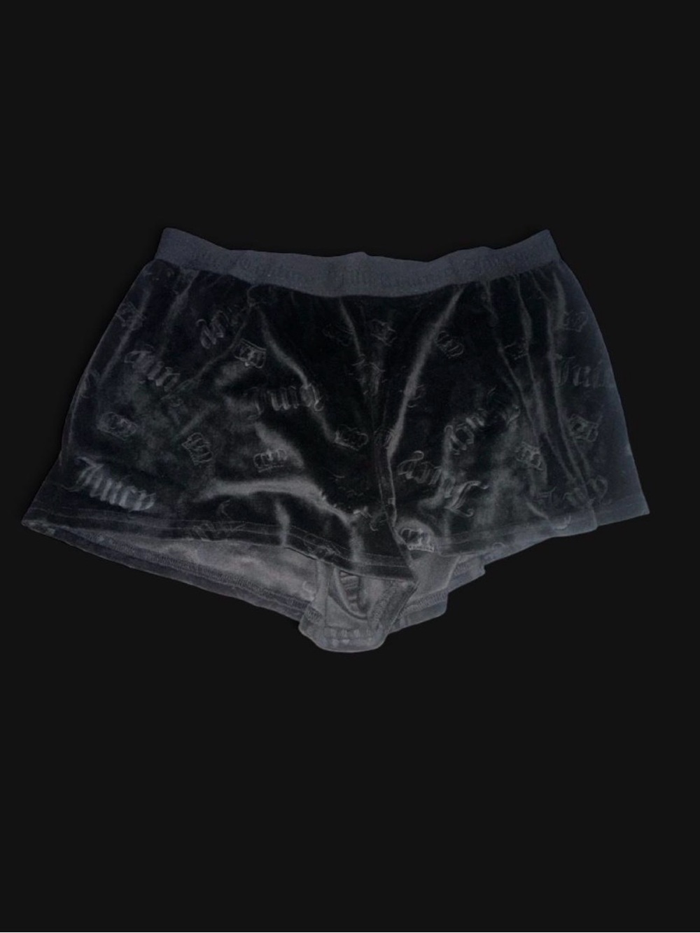 Juicy Couture Black Velvet Logo Lounge Shorts